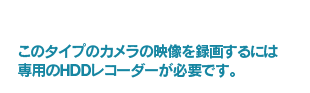 このタイプのカメラの映像を録画するには専用のレコーダーが必要です。